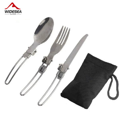 Portable Stainless Steel Cutlery Set - 3-Piece Camping Travel Picnic Utensils - Foldable Spoon, Fork, Knife - Free Shipping