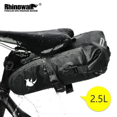 Rhinowalk 2.5L Bicycle Saddle Bag - Full Waterproof Seat Bag for MTB Road Repair Tools - Bike Tail Pack Accessories