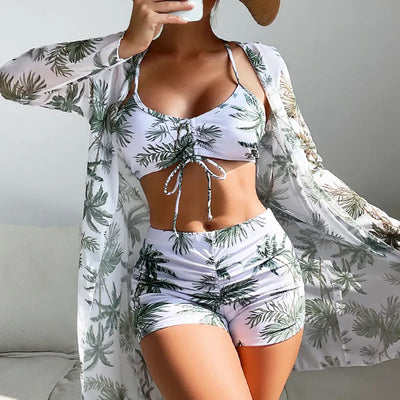 Summer Print Swimsuits Tankini Sets - Push Up Three-Piece Bathing Suits