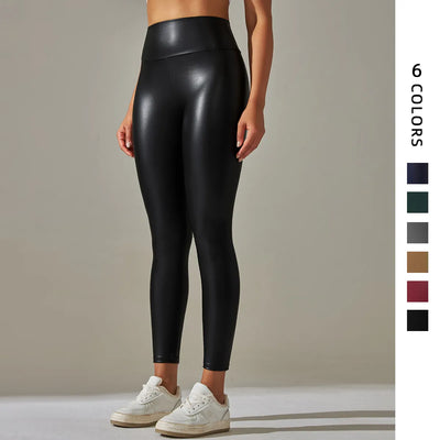 Women Black Pu Leather Pants High Waist Leather Sexy Leggings Trousers