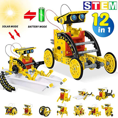 12-in-1 Science Experiment Solar Robot Kit for Kids | DIY Building Powered Learning Tool | STEM Education Robotics