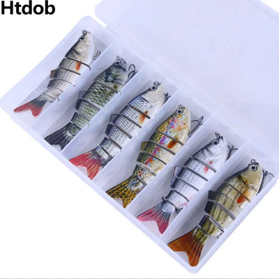 6 Pieces/set Fishing Lures Set With Box Multi Segments Jointed Hard Bait Wobblers Swimbait Crankbait Swim Bass For Pike Sinking