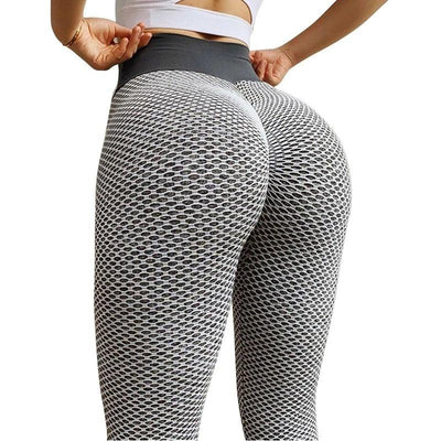 High Waist Grid Tights Yoga Pants for Women - Breathable & Seamless Leggings