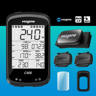 GPS Bike Computer - Magene C406: Wireless Smart Mountain Road Bicycle Monitor with Speed, Stopwatch, and Mapping