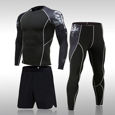 Man Compression Sports Suit Quick Drying Perspiration Fitness Training MMA Kit Rashguard Male Sportswear Jogging Running Clothes