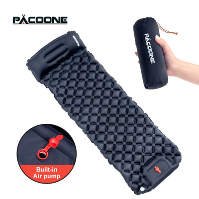 PACOONE Ultralight Inflatable Air Mat with Built-in Pump & Pillows