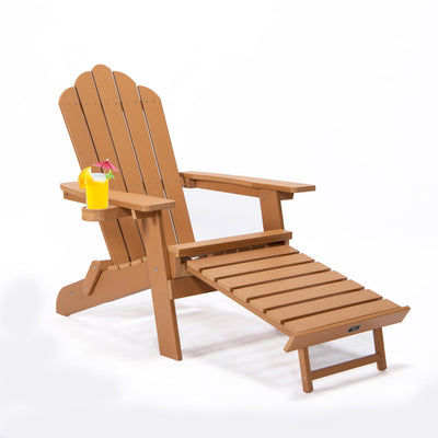 TALE Folding Adirondack Chair With Pullout Ottoman With Cup Holder, Oaversized, Poly Lumber, For Patio Deck Garden, Backyard Furniture, Easy To Install,.Banned From Selling On Amazon AC02BN