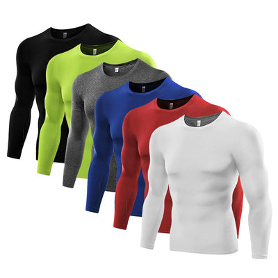 Mens Compression Shirt Under Base Layer Top Long Sleeve Tights Sports Rashgard Running T-shirt Gym T Shirt Fitness Shirt Quick Dry