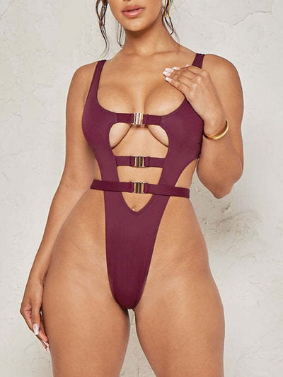 Sexy High Cut Monokini - Extreme String One Piece Swimsuit, Hollow Out, Thong Style