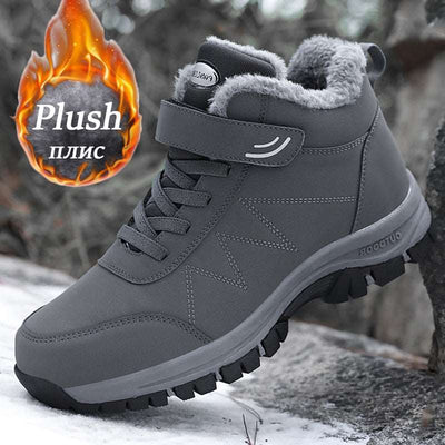 Winter Women Boots Plush Leather Waterproof Sneakers Climbing Hunting Shoes Unisex Lace-up Outdoor Warm Hiking Boot Man