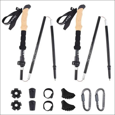 2pcs hiking walking sticks aluminum alloy trekking pole ultralight camping hiking foldable nordic