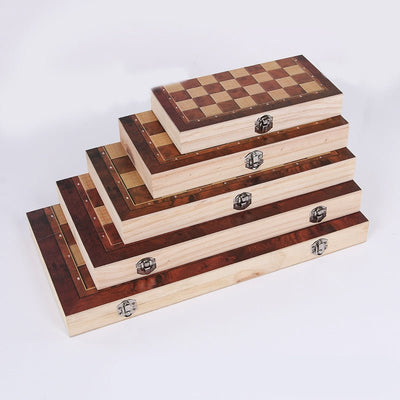 3 in 1Chess Set Wooden Chess Game Backgammon Checkers Indoor Travel Chess Wooden Folding Chessboard Chess