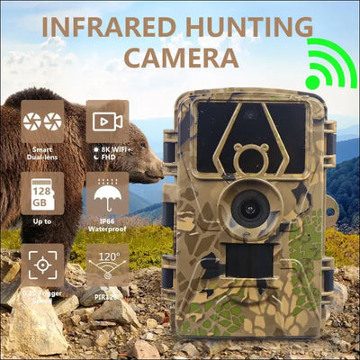 8k wifi trail camera 130° detection angle 60mp waterproof outdoor animal hunting trail video photo