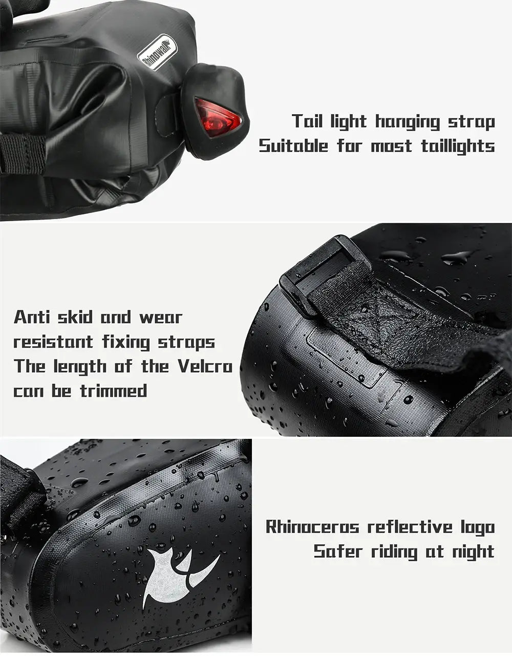 Rhinowalk 2.5l bicycle saddle bag - full waterproof seat bag for mtb road repair tools - bike tail