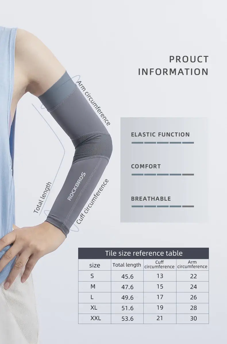Rockbros ice fabric running camping arm warmers basketball sleeve running arm sleeve cycling