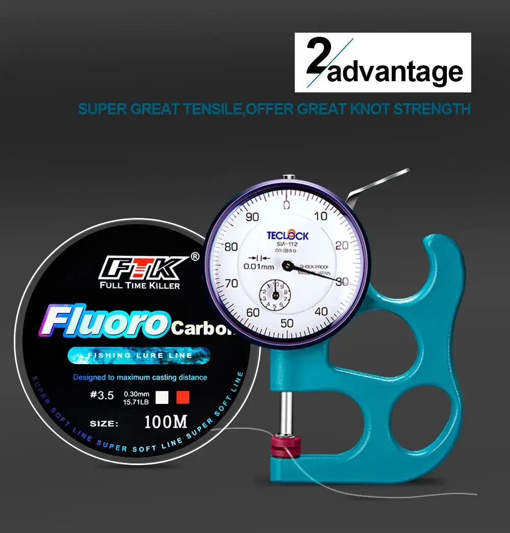 Ftk 100m fluorocarbon coating fishing line 4.14lb-34.32lb carbon fiber monofilament leader line