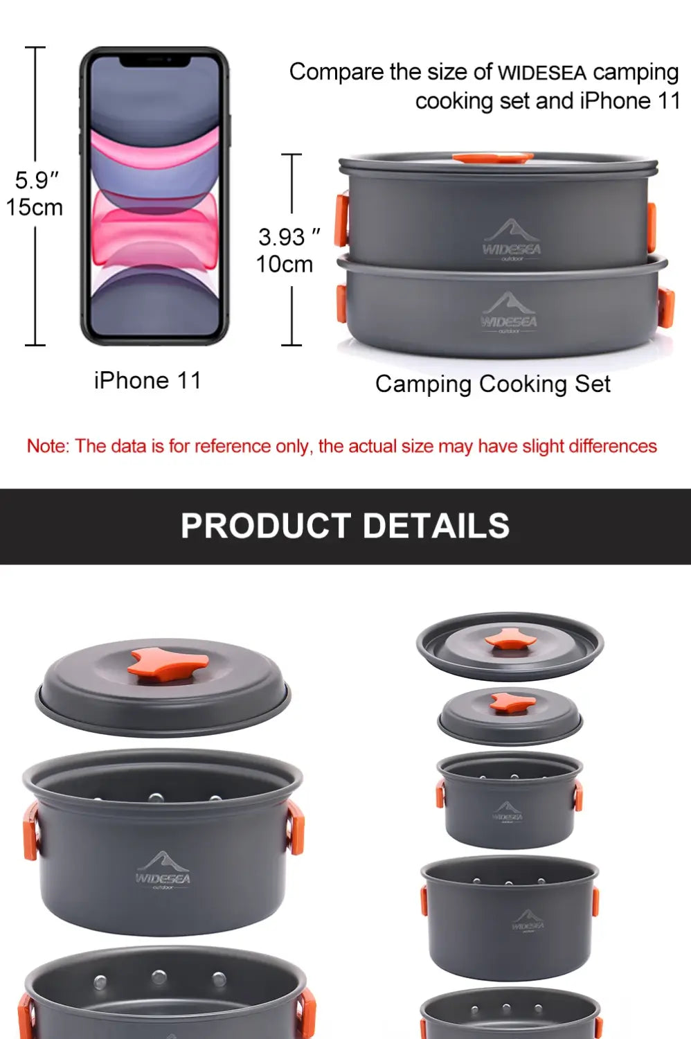 Widesea camping outdoor cookware set tableware cooking cutlery utensils hiking picnic travel