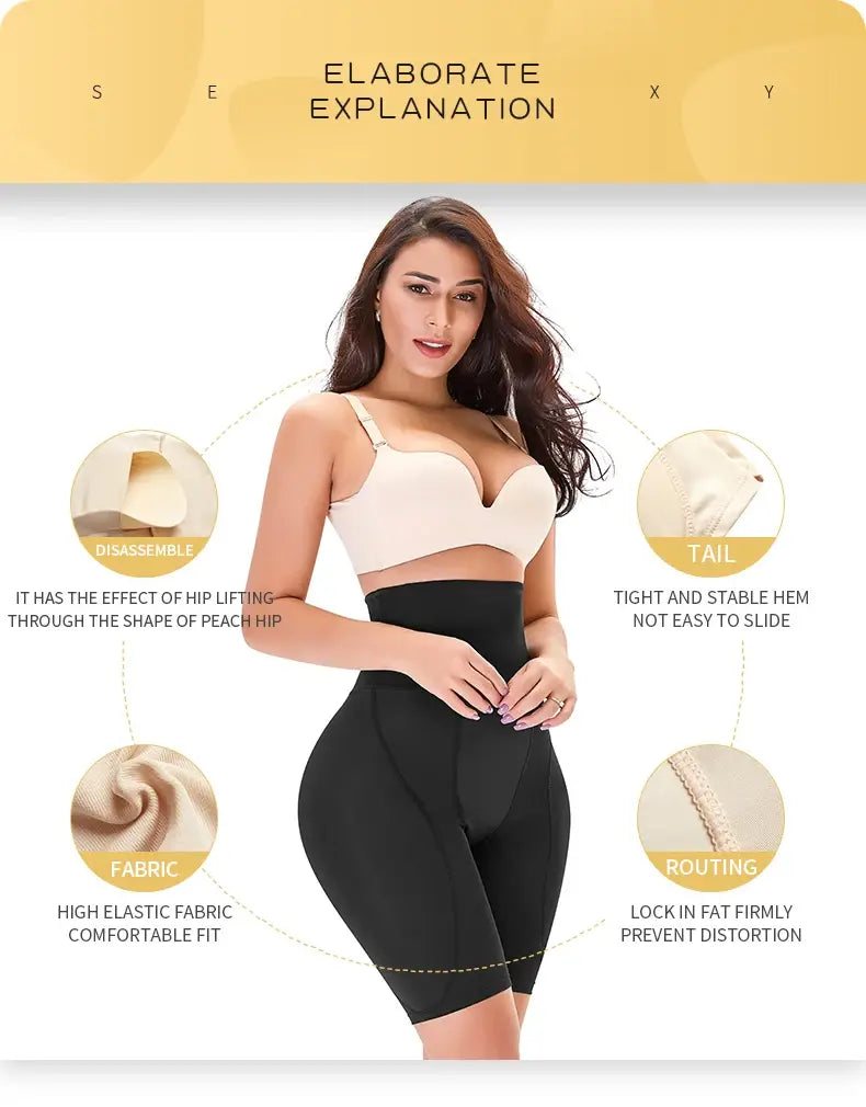 High waist hip enhancer shapewear shorts for women
