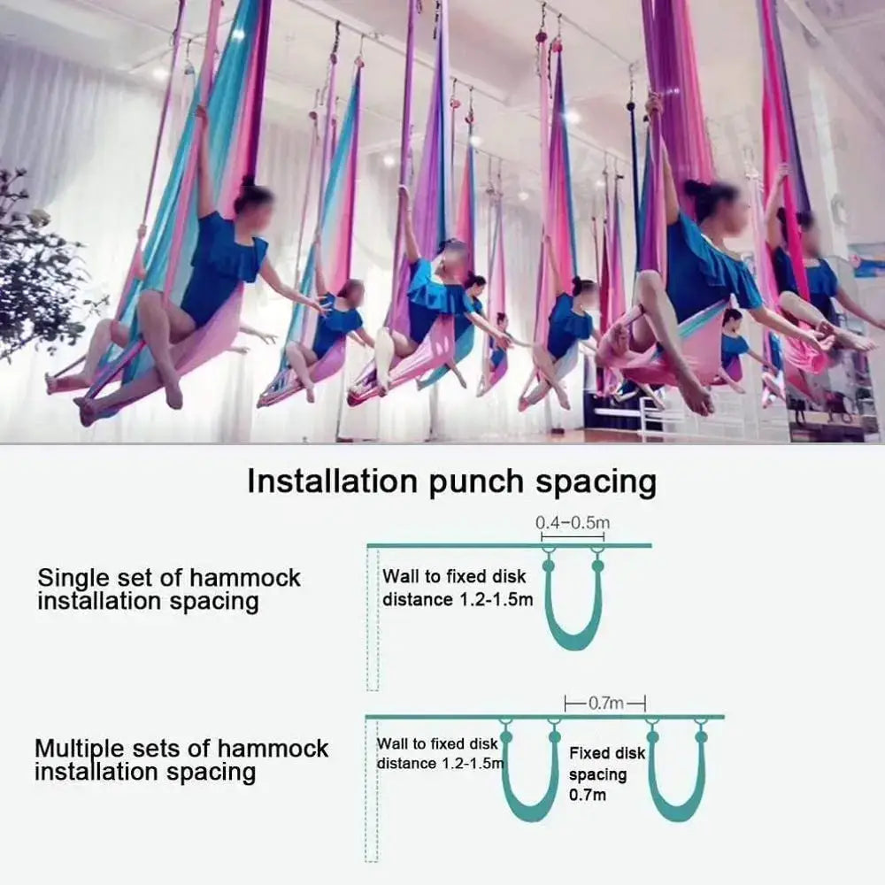 19 color aerial yoga hammock silk 4/5/6/7*2.8m yoga flying swing for anti-gravity yoga inversions