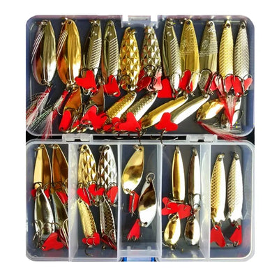Metal Jig Spoon Fishing Lure Set - 10/20/25/35pcs Wobblers Kit - Pike Spoon Bait Fishing Tackle Pesca Isca Artificial (75 characters)