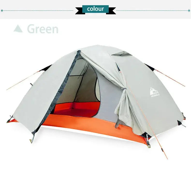 Hewolf 1595 outdoor double layer ultralight aluminum pole waterproof windproof camping tent 2.51kg