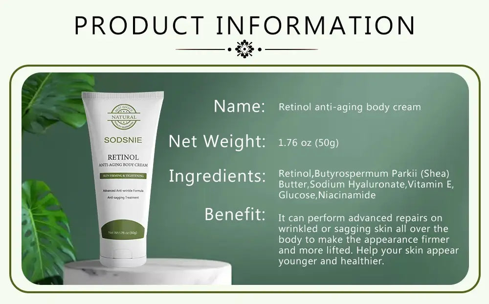 Retinol anti-aging body cream body care anti-wrinkle anti-cellulite anti-sagging moisturizing