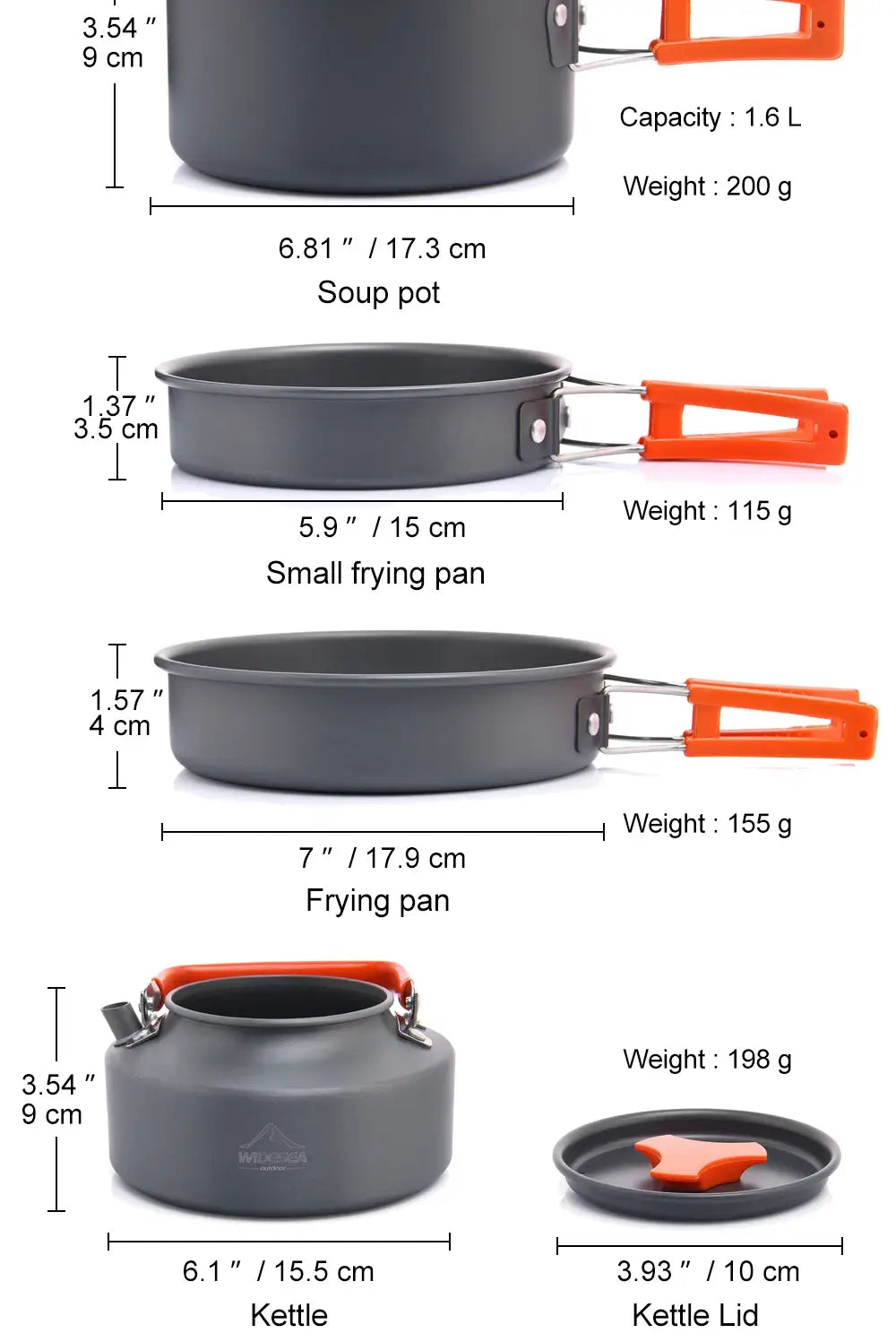 Widesea camping outdoor cookware set tableware cooking cutlery utensils hiking picnic travel