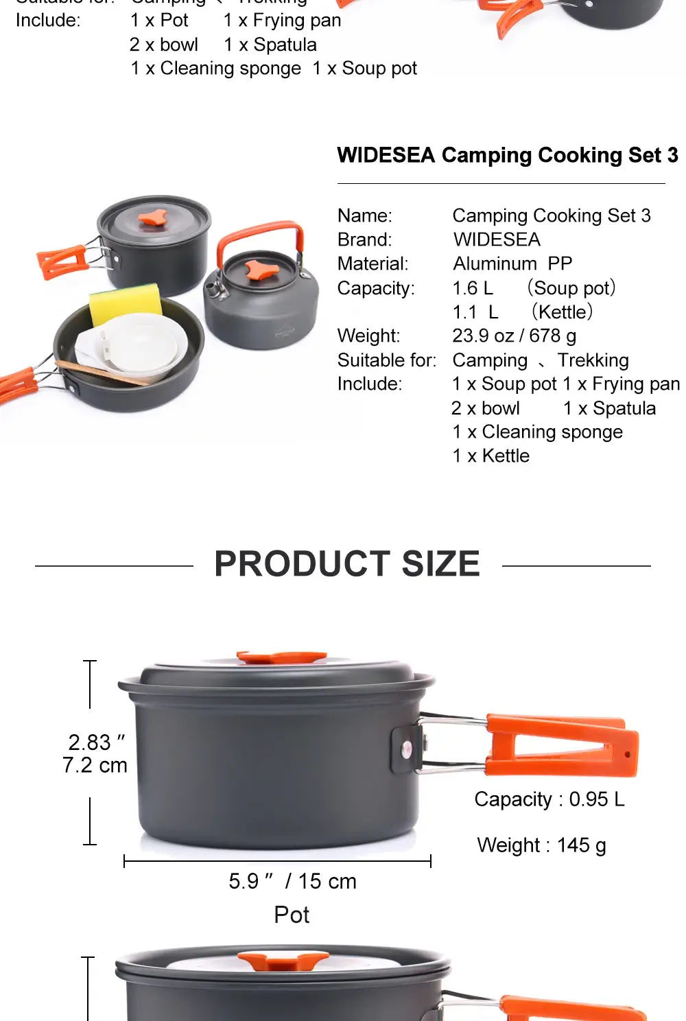 Widesea camping outdoor cookware set tableware cooking cutlery utensils hiking picnic travel