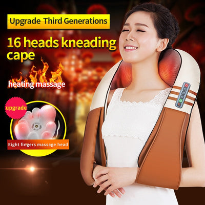 U Shape Electrical Shiatsu Back Neck Shoulder Body Massager Infrared Heated Kneading Car/Home Massage