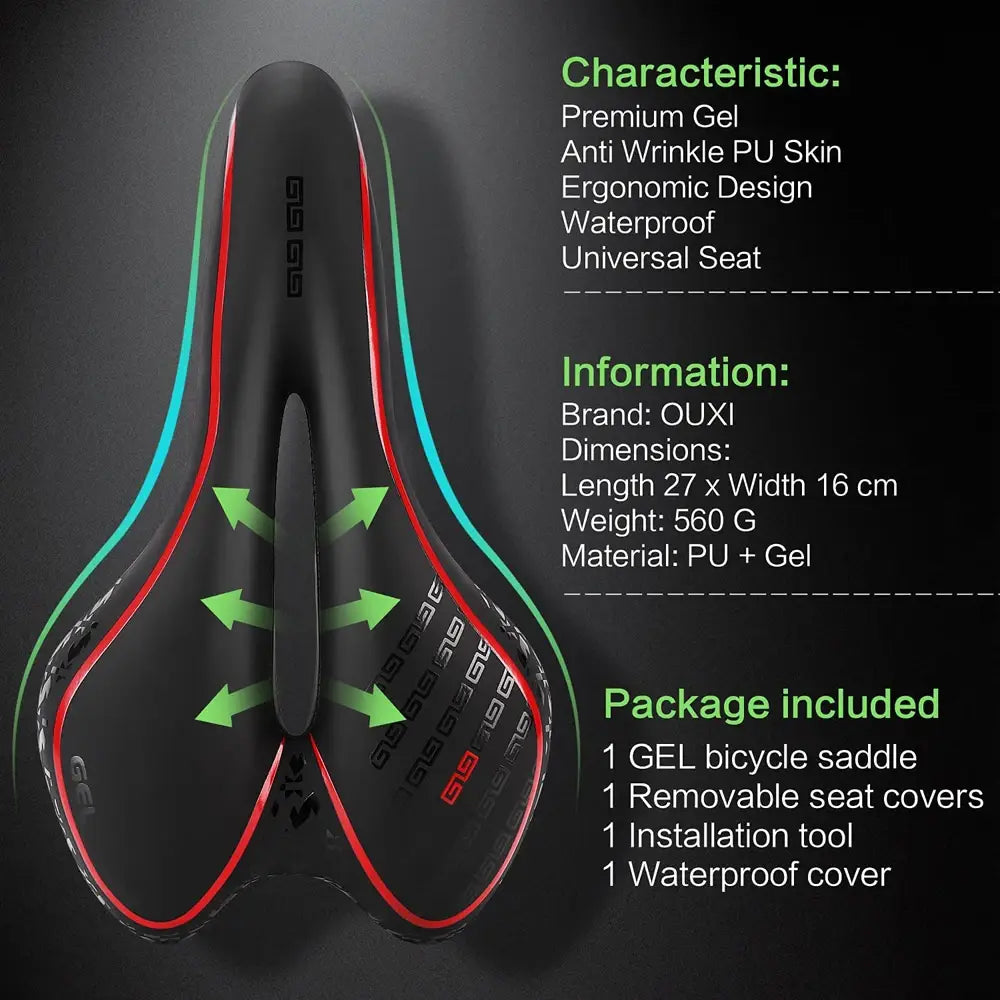 Gel mtb mountain road bike seat - comfortable soft cycling cushion