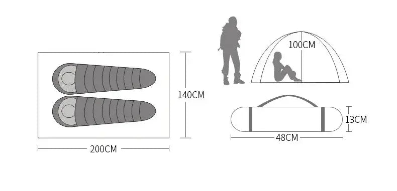 Hewolf 1595 outdoor double layer ultralight aluminum pole waterproof windproof camping tent 2.51kg