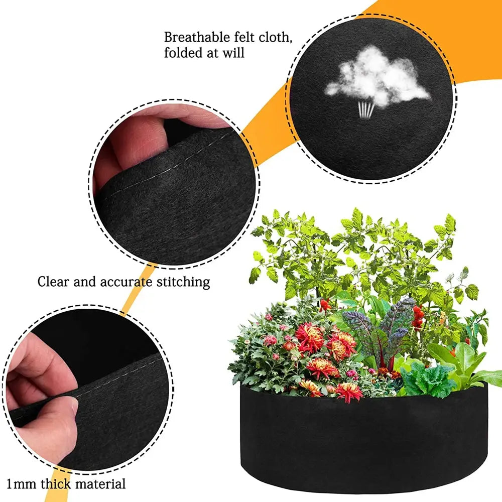 10/40/50/100 gallons fabric garden raised bed round planting container grow bags fabric planter pot