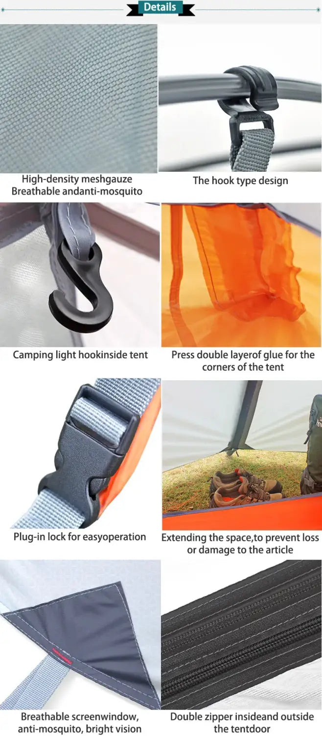 Hewolf 1595 outdoor double layer ultralight aluminum pole waterproof windproof camping tent 2.51kg