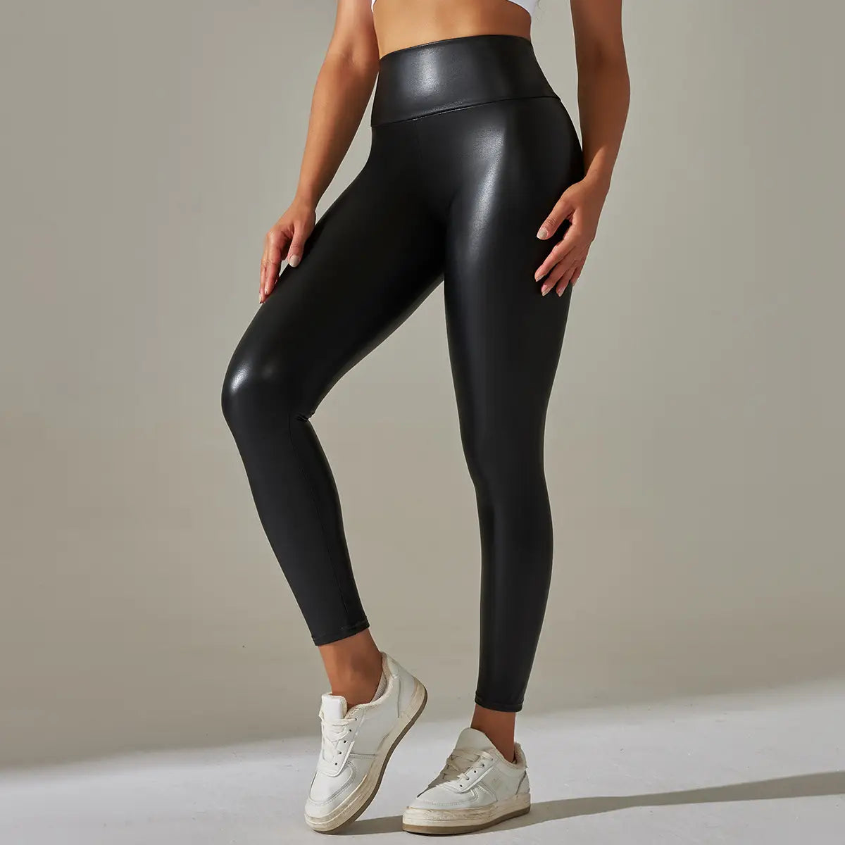 Women black pu leather pants high waist leather sexy leggings trousers