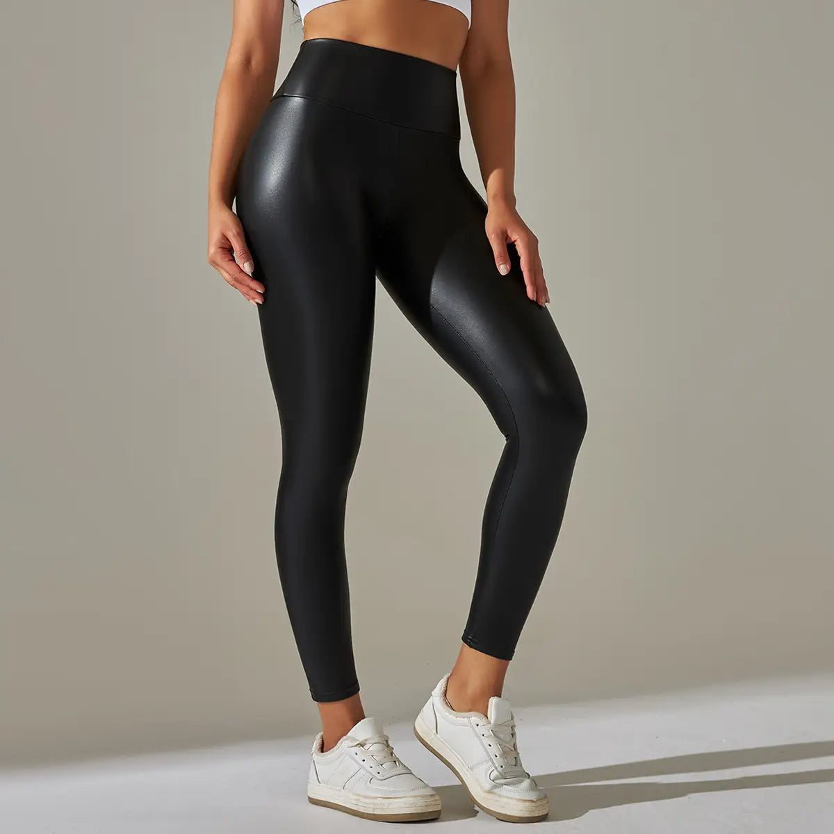 Women black pu leather pants high waist leather sexy leggings trousers