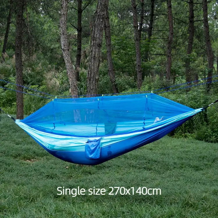 Single and Double Size Nylon Fabric Portable Travel Outdoor Camping Hanging Sleeping Hammock with Mosquito Net