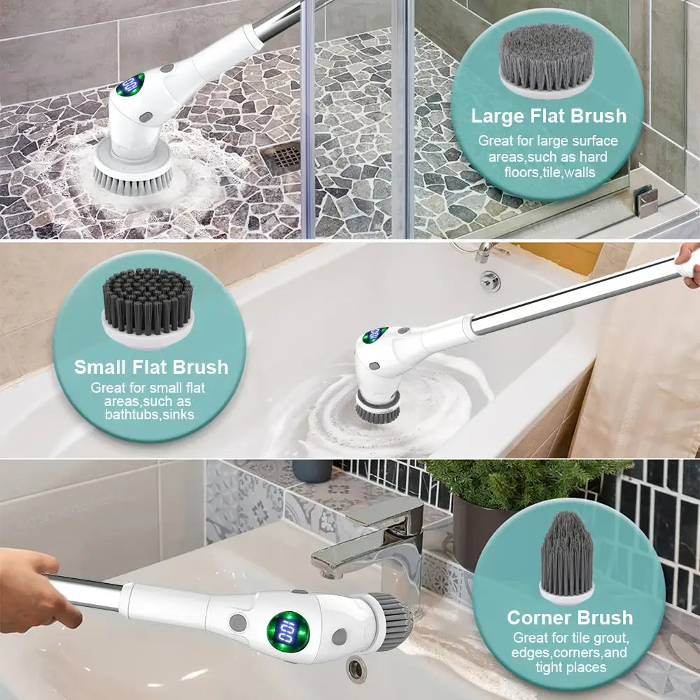 Electric cleaning brush 8 in 1 wireless rotatable scrubber for bathroom kitchen windows toilet