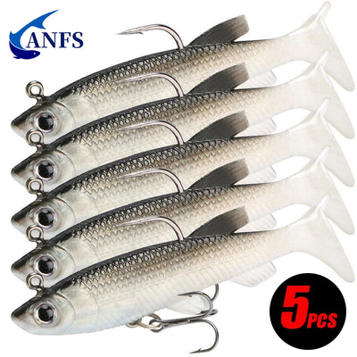 5pcs Kit Fishing Lure Soft Lure 8cm/ 2.8in Artificial Bait Cool Fishing Hooks Default Title