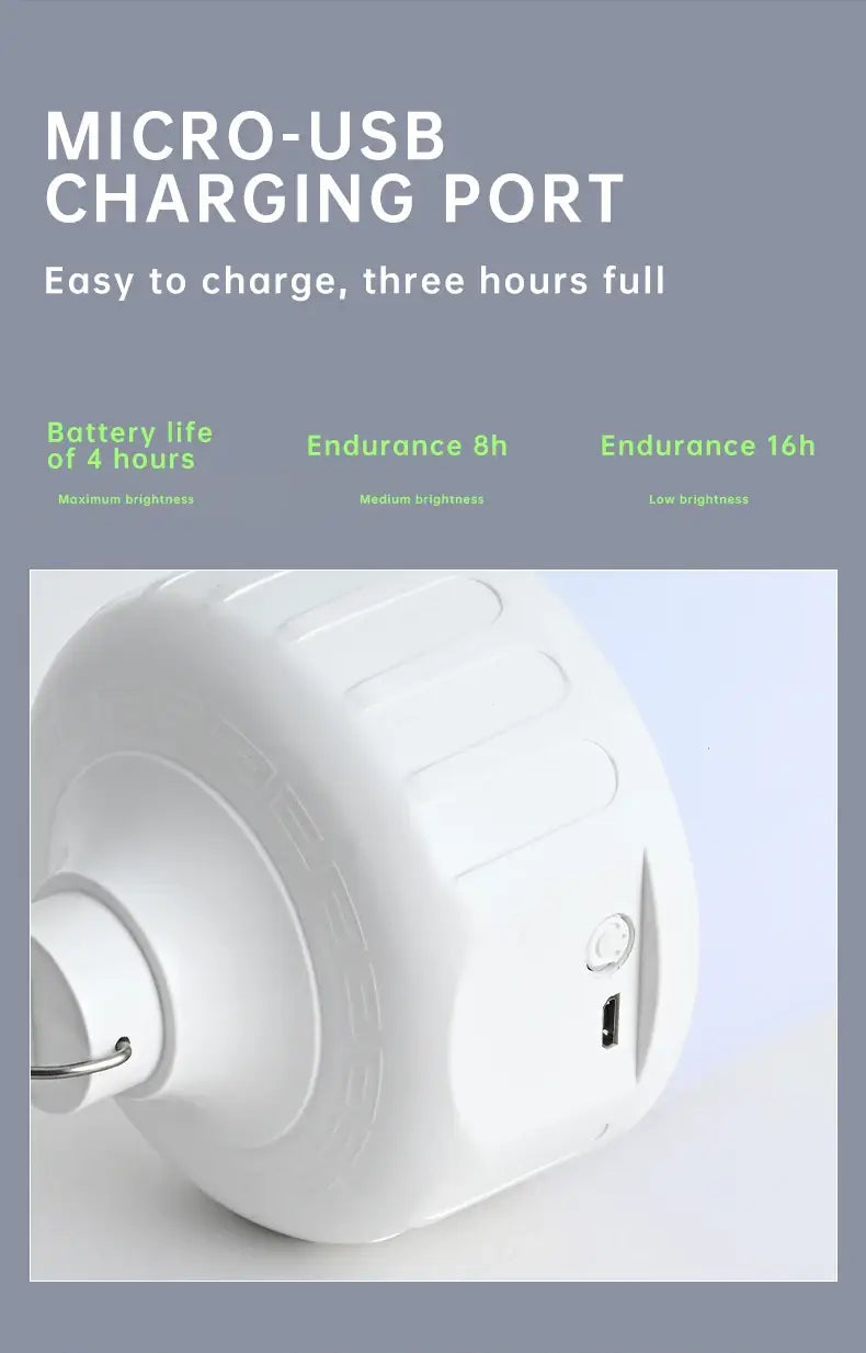 Usb rechargeable portable camping light bulb waterproof tent hanging light outdoor hiking picnic