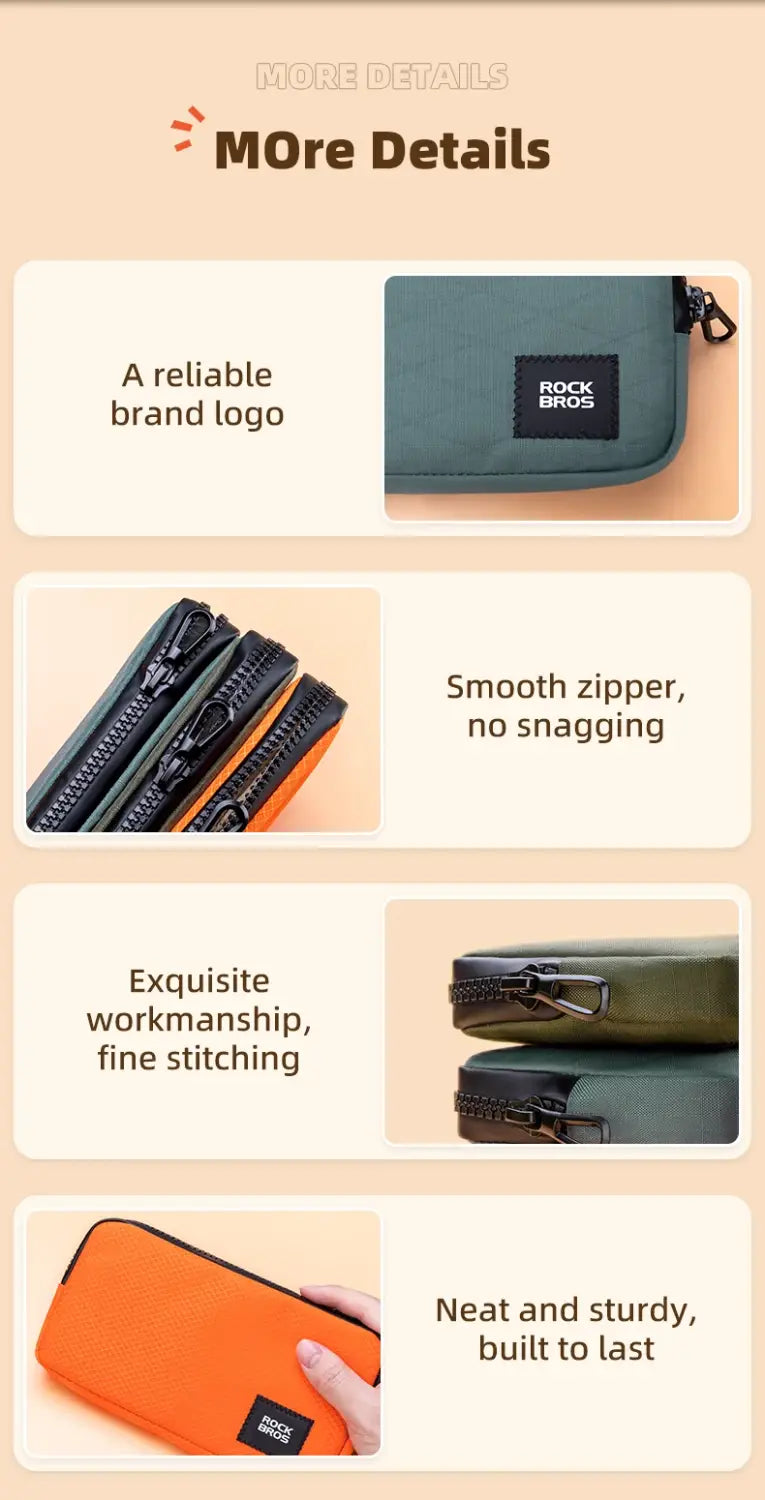 Rockbros cycling phone bag - lightweight portable hand bag for coins and wallet - 0.15l capacity