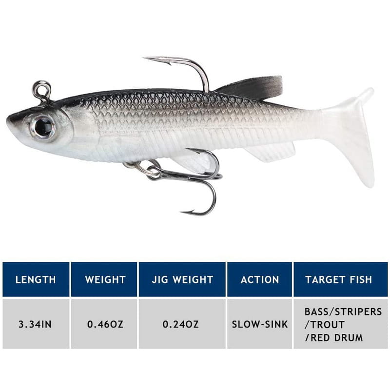 5pcs soft lure fishing kit 8cm/2.8in - artificial bait with cool fishing hooks