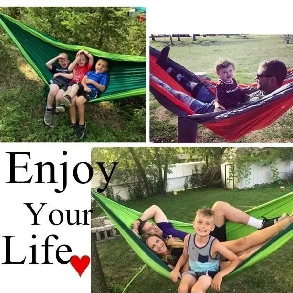 Single Person Portable Outdoor Camping Hammock With Nylon Color Matching Hammock High Strength Parachute Fabric Hanging