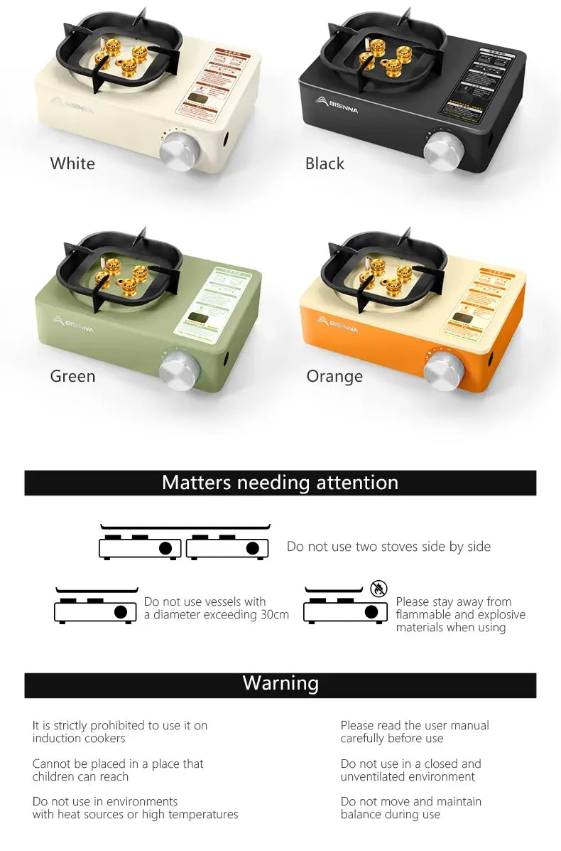 Bisinna camping gas stove 5800w high firepower outdoor portable cassette burner for picnic hiking