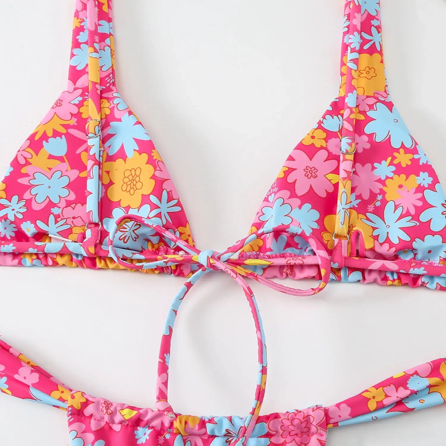 Lovely floral bikini set 2024 - low waist 2-piece swimsuit sexy thong swimwear for women - beach