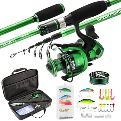 Ghosthorn Fishing Rod and Reel Combo, Graphite Telescoping Fishing Pole Collapsible Portable Travel Kit United States