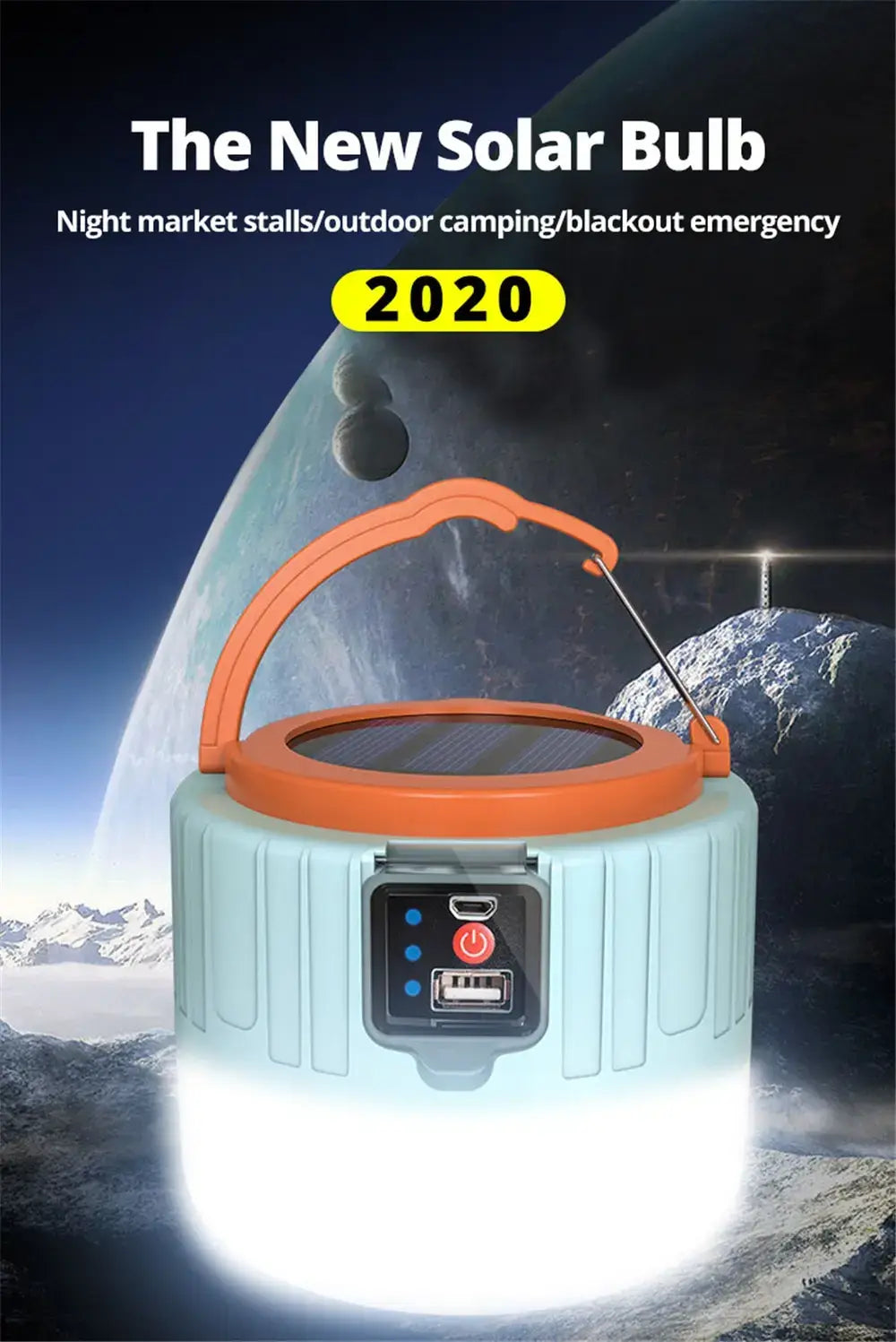 Outdoor Solar LED Camping Lights USB Rechargeable Tent Portable Lanterns Emergency Lights For Fishing Barbecue Camping