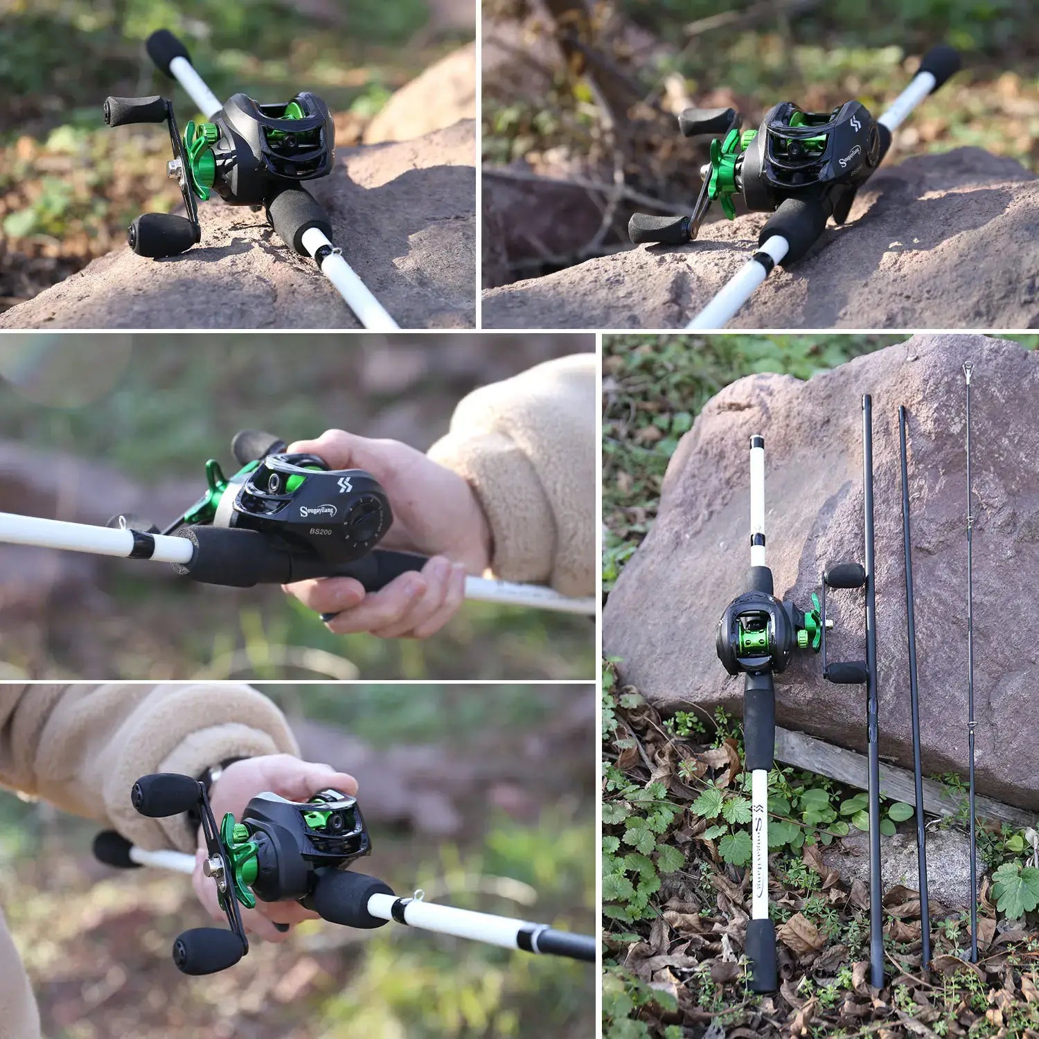Sougayilang carbon fiber baitcasting fishing rod kit for freshwater bass fishing