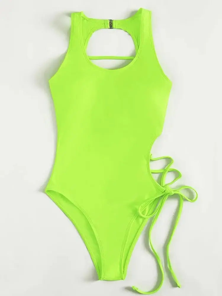 Sexy bandage one piece swimsuit women strappy swimwear female push up monokini bathing suit