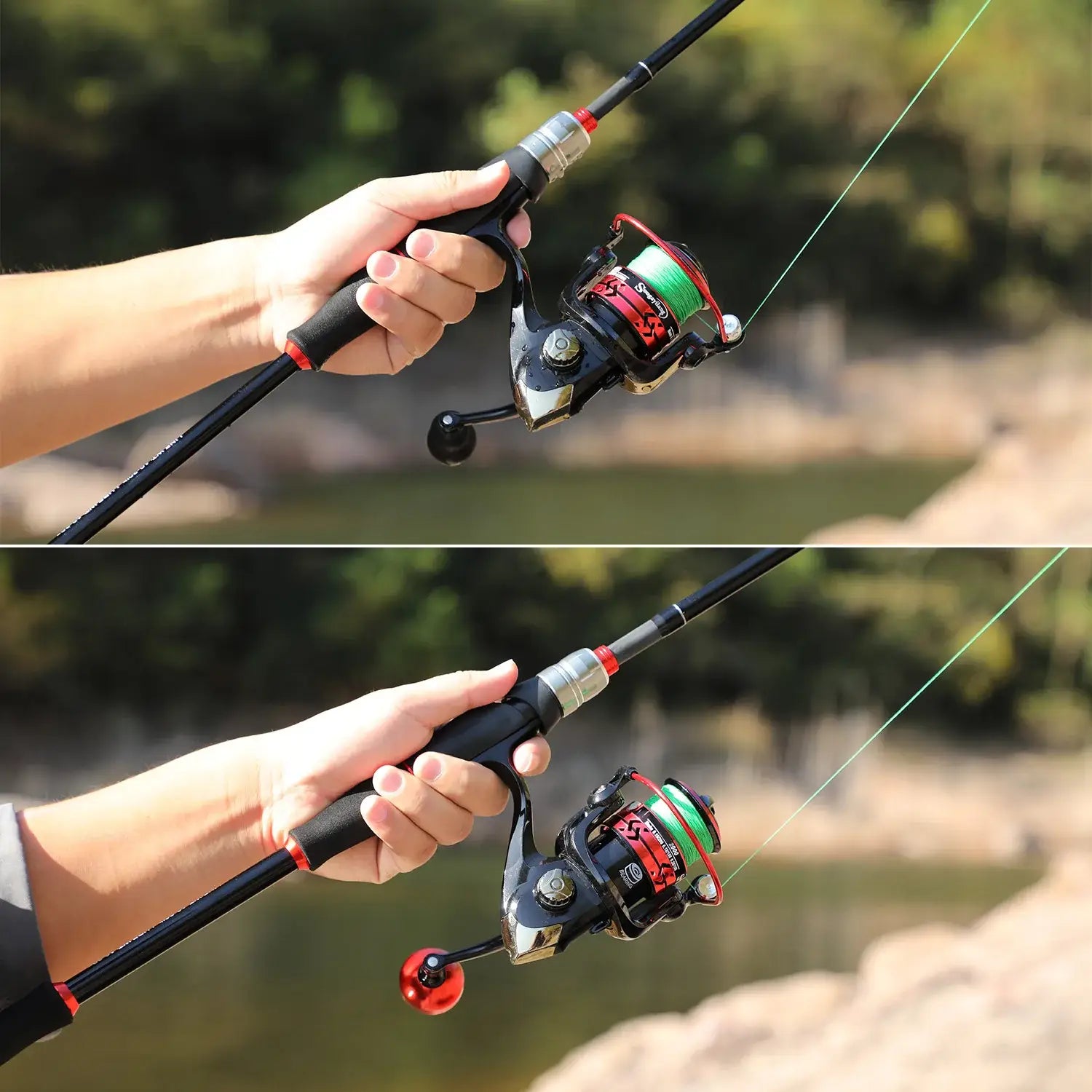 Sougayilang 1.8m/2.1m spinning fishing reel and rod set - bass fishing rod and spinning reel kit