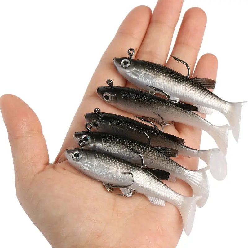 5pcs soft lure fishing kit 8cm/2.8in - artificial bait with cool fishing hooks